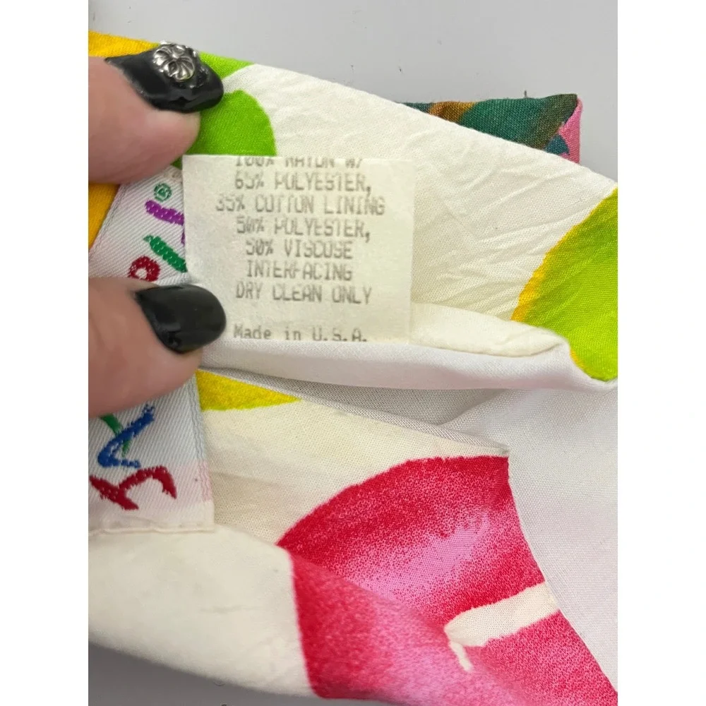 Jams World Necktie Mens One Size Cream‎ Fruit Print Vintage 90s Rayon A400-B
